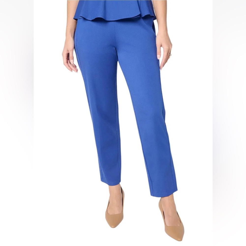 NEW By Stacy London Lightweight Ponte Lantern Pant Deep Ocean Large Petite